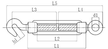 Gesmeed gegalvaniseerd DIN1480 close body turnbuckle voor marine rigging hardware